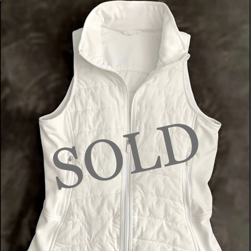 Lululemon White Primaloft Vest w/ Hood Sz 8
